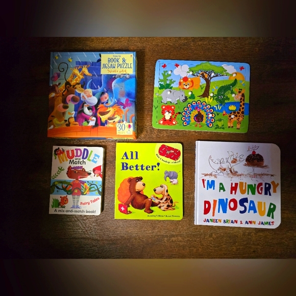 Lot of 5 books and puzzles ages preschool to kindergarten - Picture 1 of 2
